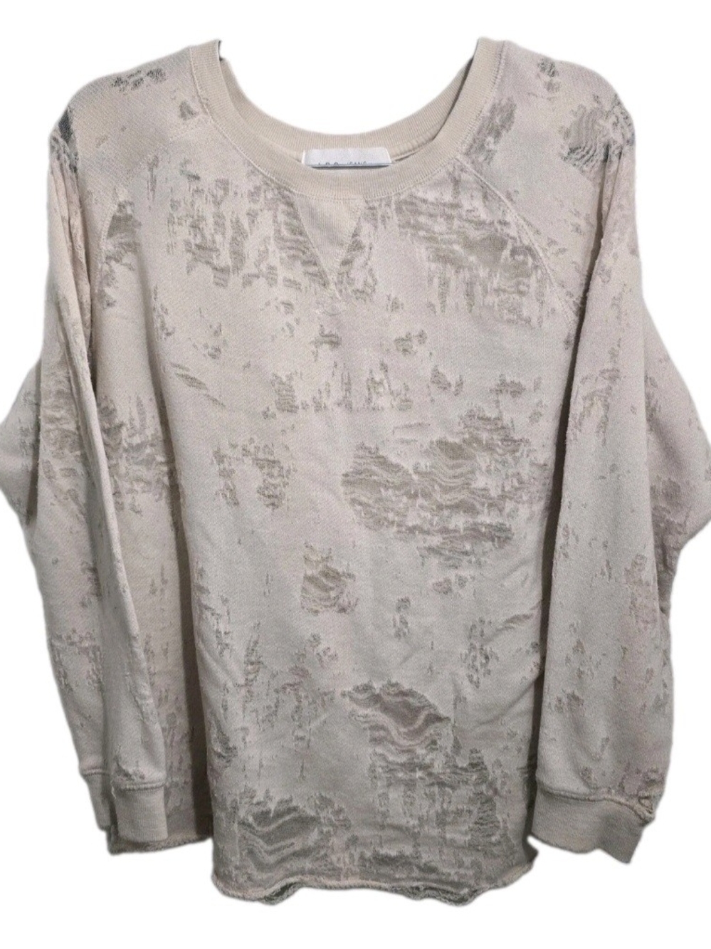 IRO Jeans Sweater Womens M Burnout Cream‎ Nono Ivory Crew Neck Pullover Distress